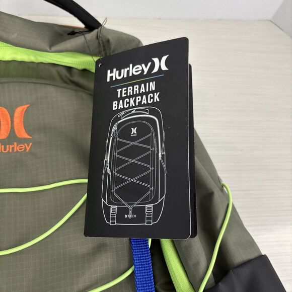 Hurley Terrain Backpack  Neon Laptop Pocket 15" Water Resistant Neon  MSRP $85 - Picture 3 of 10